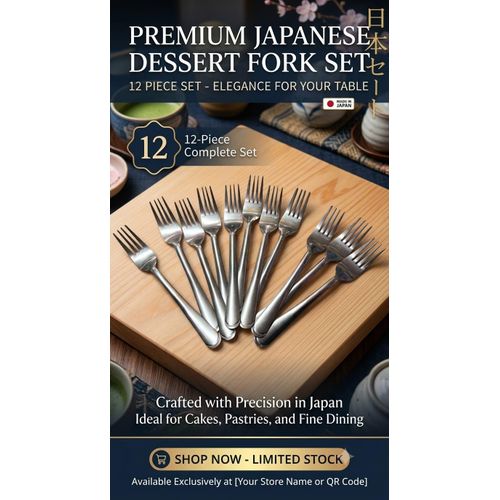 KZH Japanese Stainless Steel Dessert Fork Set – 12PCS Rust-Resistant Dessert & Fruit Forks