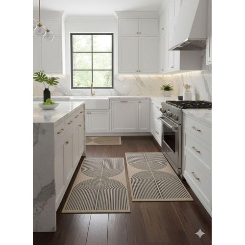 2pcs Geometric Heavy Duty Wide Kitchen Floor Mats Set