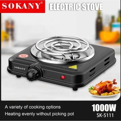 Electric Single Spiral Burner 1000-Watts, Black