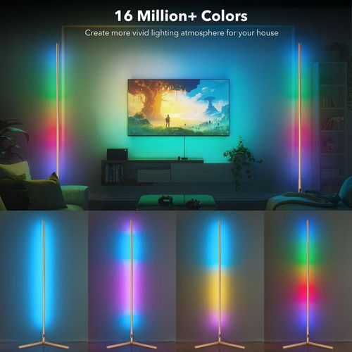 Corner Floor Lamp Smart RGB LED Lamp with 16 Million Colors 68 Scenes Music Sync for Living Rooms Bedrooms Gaming Rooms