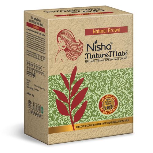 Nature Mate Natural Henna Hair Dye Color Permanent Brown Hair Dye 100 Grey Coverage Natural Brown 60gm