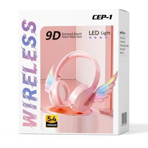 LED Light Wireless CEP-1 Headsets – Bluetooth Over-Ear Headphones with Colorful LED Lights, 40mm Drivers, 20H Battery, Foldable & Adjustable for Gaming Music Travel