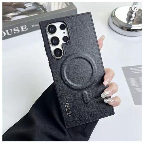 Luxury Matte Leather Magnetic Aircase For Samsung Galaxy S23 Ultra MagSafe Wireless Charging Compatible Shockproof Bumper Cover,