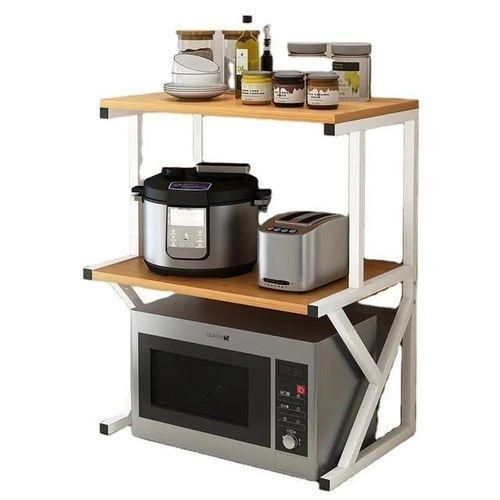 Microwave/Oven Rack Organizer, Heavy Duty Kitchen Storage Shelf Brown