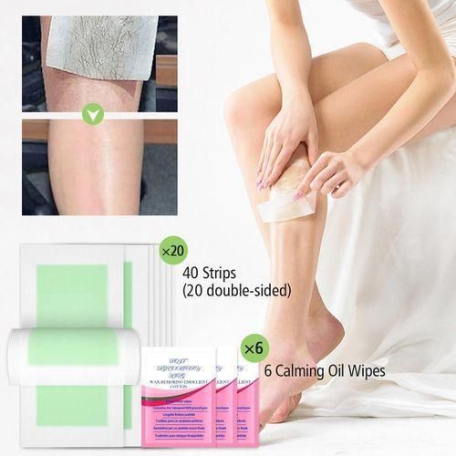 40 Strips Rapid Hair Removal Wax Strips - Double-Sided Depilation For Legs, Body, Bikini & Face