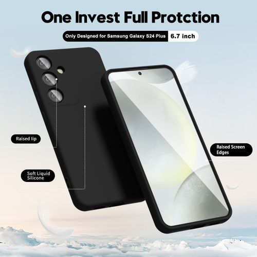 Soft Silicone Slim Fit Cover Anti-Scratch Shockproof Case for Samsung Galaxy S24 Plus - Black