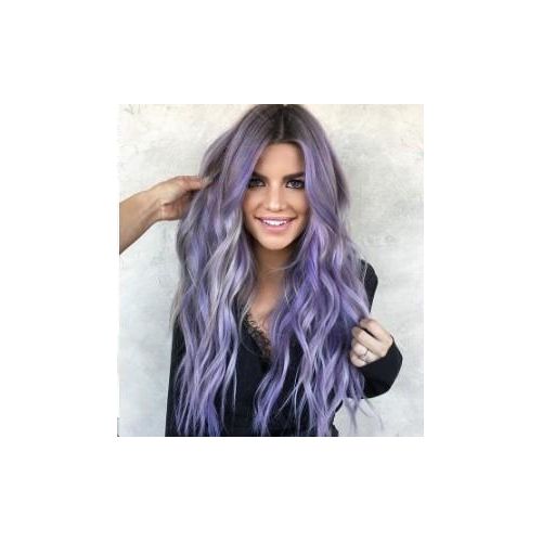 Long Purple Gradient Bleaching And Dyeing Big Wave Synthetic Fiber Wig