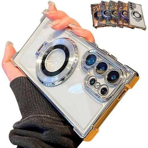 Electroplated Magnetic Gradient Glitter Stand Mobile Phone Cases For S24 Ultra