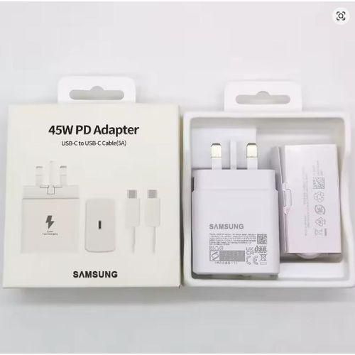Samsung 45 Watts Super Fast Charger Adapter With Type C To C Output For Galaxy A06, A16, A26, A36, A56, A05, A05s, A14, A15, A23, A24, A25, A33, A34, A35, A53, A54, A55, A07, A17