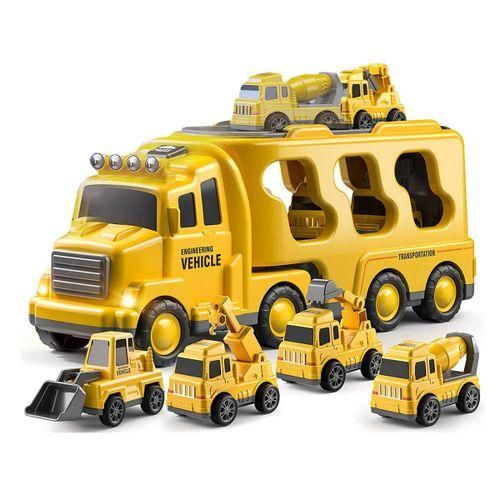 5-in-1 Construction Truck Toys Friction Power Vehicle Car Toy