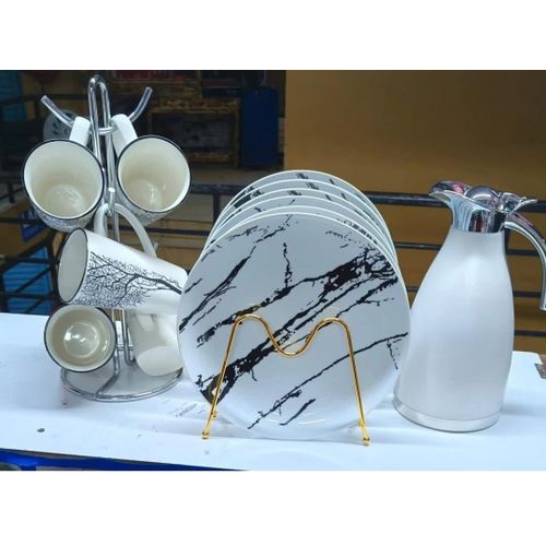 13pcs Dinnerware Set Unbreakable Flask 6 Mugs And 6 Plates