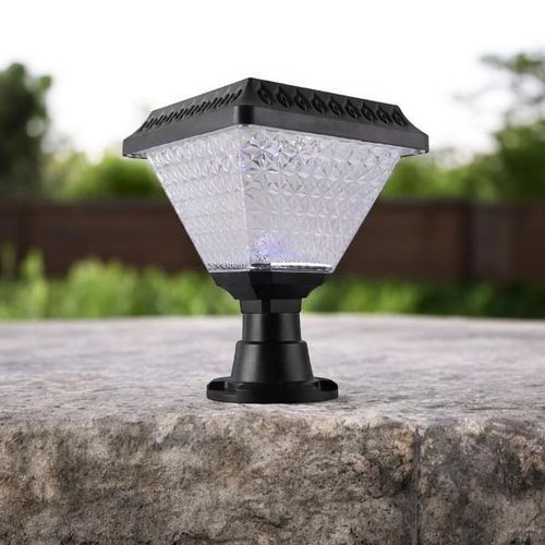 Outdoor Solar LED Post Lamp with Stylish Diamond Pattern for Garden and Driveway
