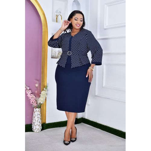 Plus size Semi Turkey Navy Blue Peplum dress