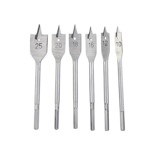 6pcs Spade Drill Bit Set, Carbon Steel Flat Wood Drill Bit, Woodworking Grey Three-Point Paddle Drill Bit Set (10mm, 12mm, 16mm, 18mm, 20mm, 25mm))