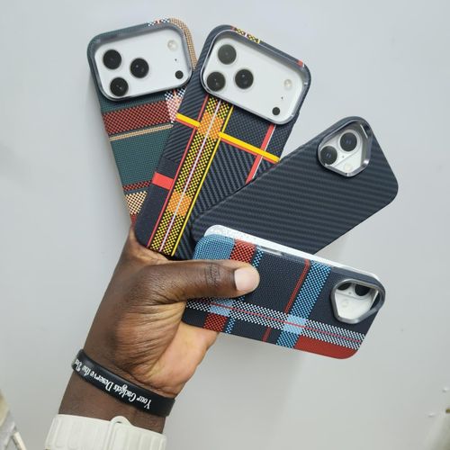 Luxury Tribal Covers for Apple iPhone 17 Carbon Fiber Case in All Black Accent, Slim Lightweight Shockproof and MagSafe Compatible Design