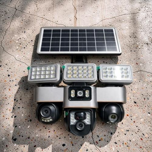 V380 Pro Smart Home Security Auto Tracking 12MP 4G PTZ Multiple Lens screens Solar Camera with Solar Flood Light