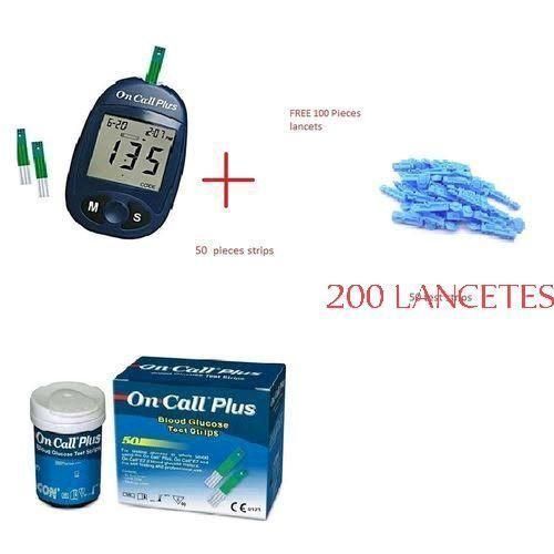 On Call Plus Blood Glucose Monitoring System 50 STRIPS 200 LACNCETES