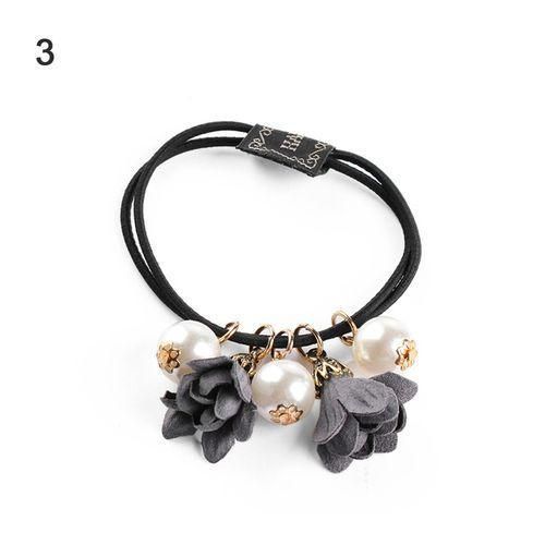 1 Pcs Flower Simulated Pearls Elastic Hair Bands For Girls