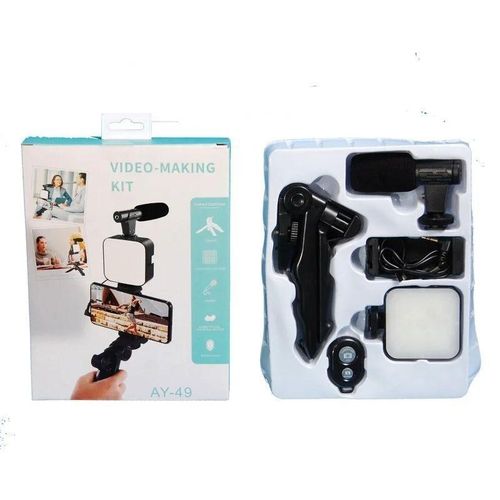 Video Making Bundle AY-49 with Adjustable Tripod and Phone Holder