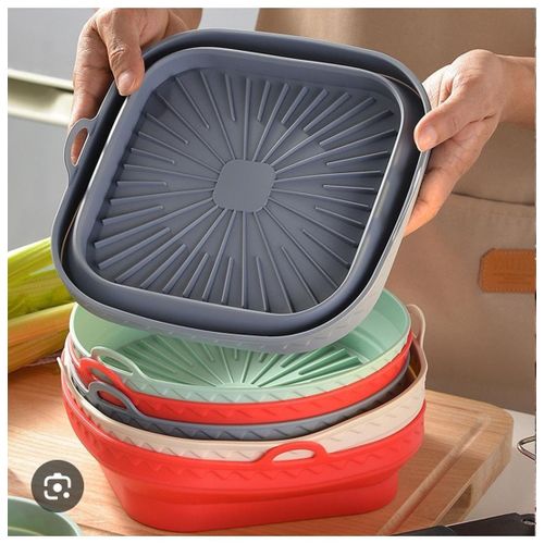 Heavy foldable silicon airfrier, Reusable Silicone Air Fryer Pot / Liner - Non-Stick Baking Tray for Oven & Microwave , Oven Liner Silicone.