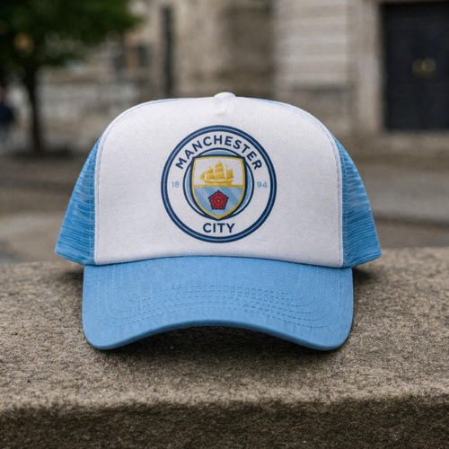 Manchester City Trucker Cap White Sky Blue Mesh Snapback Hat Breathable Sports Cap for Men Women