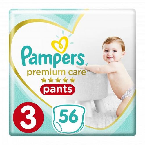 Premium Care Pants Size 3 6-11kg - 56 Count All-Around Gentle Fit with Silky Soft Materials for Ultimate Comfort