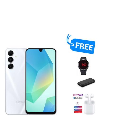 GALAXY A16,SUPER AMOLED DISPLAY,128GB ROM, + 6GB RAM,5000MAH,25W,50MP,FREE WATCH,BUDS & POWERBANK