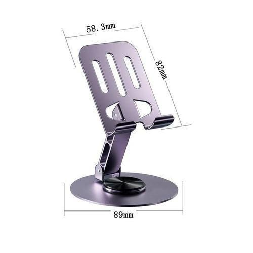 Aluminum Alloy Desktop Phone & Tablet Stand - 360-Degree Rotating Foldable Desk Holder with Damping Hinge & Hollow Heat Dissipation Design