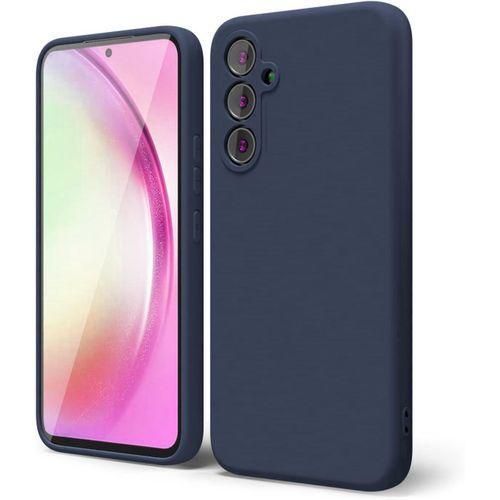 Silicone Case for Samsung Galaxy A35 5G Back Cover/Complete Inside Side Edge to Corner Microfiber Lining/Shockproof True Liquid Silicone Case (Sam A35 - Navy Blue)