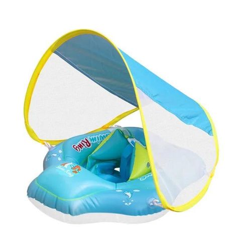 Baby Pool Float with Detachable UPF 50+ Sun Canopy – Swim Ring for Infants Aged 6–30 Months