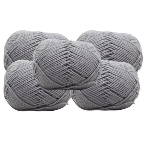 Robin 5pcs Grey Crochet Thread Knitting Wool Yarn for Crochet Projects