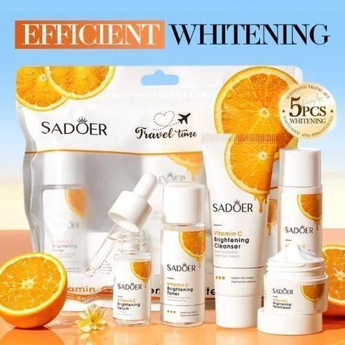 5-in-1 Vitamin C Skin Care Sets Facial Cleanser Toner Face Cream Serum Lotion Whitening Moisturizing Face Travel Size Skin Care