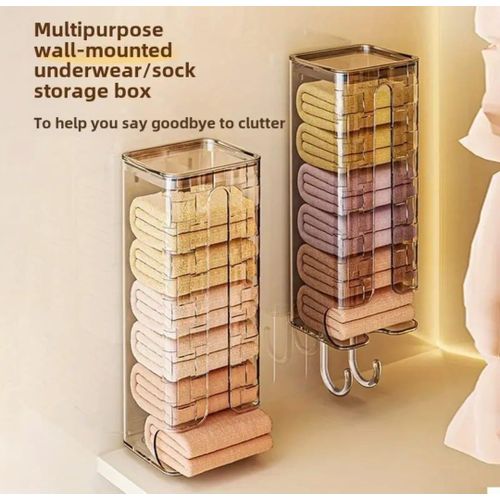 Wall mounted socks and underwear storage box
