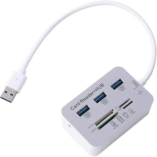Portable Multi-in-1 3 Ports USB 3.0 High Speed Hub Adapter with MS SD M2 TF Card Reader for Computer Laptop