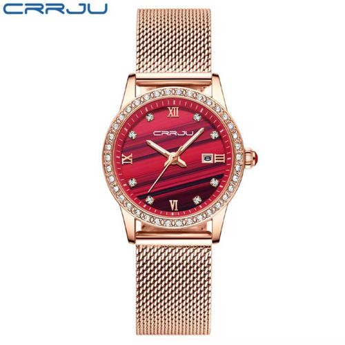 CRRJU Elegant Ladies Watch – Mesh Strap, Date Display, and Water Resistant