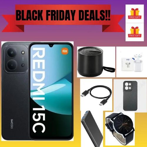 15C By Xiaomi 69 4GB RAM 128GB Dual SIM 6000mAh Black 12Months Warrantyfree gifts watch Bluetooth speaker powerbank i12 earpods c to c cable