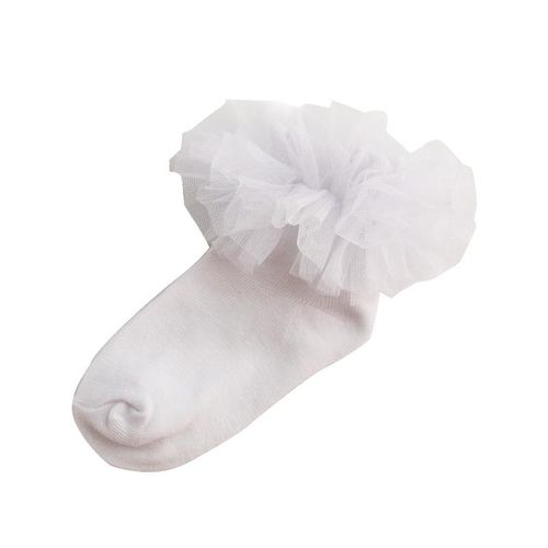 Pink Flounces Cotton Socks Girl Children Socks Baby Socks Big Petals Princess Socks White Dance Socks6-8 Years
