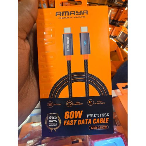 ACD-315CC 60W Fast Charging Type-C Data Cable 2 Meter USB-C to USB-C Nylon Woven High-Speed Cable