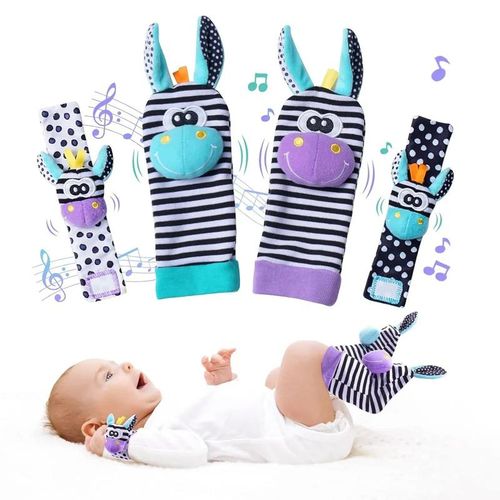 Baby Rattle Socks Toys For Newborn 0 12 Months Play Animal Socks Wrist Strap Rattle Infant Foot Socks Bug Babies Accessory