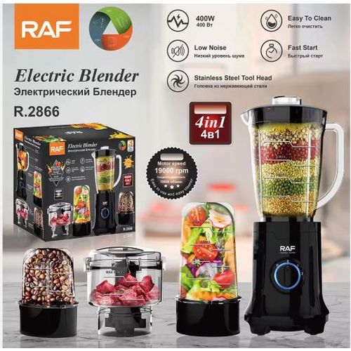 Hot selling Electric Blender R.2866 Multifunction 4-in-1 Mixer Grinder with 400W Power, 19000 RPM Speed, Strong Stainless Steel Blades, Easy to Clean Parts, Designed for Juicing, Grinding, Blending and Chopping