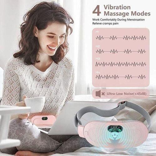 Menstrual Heating Pad Smart Fast Warm Palace Belt Period Pain Relief Waist Pain Cramps Vibrating Abdominal Massager Electric Device Portable Cordless Rechargeable Stomach Massage with 3 Heat Levels and 4 Vibration Modes, for Back or Abdominal discomfort.