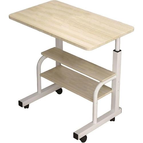 Mobile Adjustable Height Desk, Laptop Computer Table Home Office Desk with Storage Rack for Small Space, Mobile Compact Desk on Wheels, Student Writing Table .