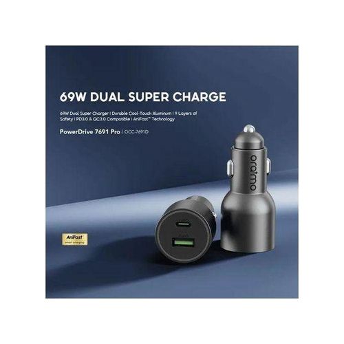 PowerDrive 7691 Pro OCC-7691D 69W Dual car charger with LED light ring