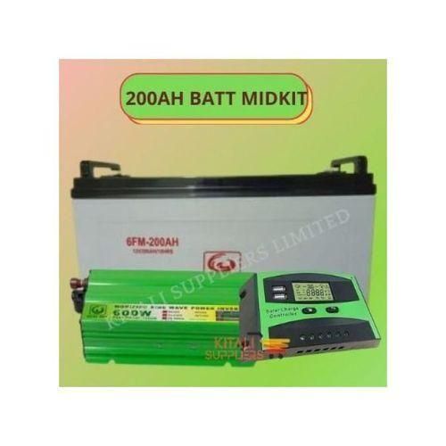 200AH Solar Battery Non Maintenance + Free 1000 Watts Inverter + 30AH Controller