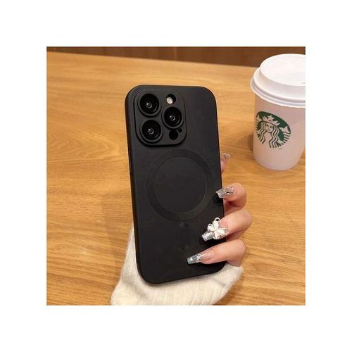 Magsafe Wireless Charge Phone Case For IPhone 14 13 12 11 Pro Max Plus Soft Magnetic Matte Bumper Lens Protection CoverBlack