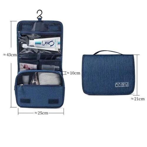 Navy blue portable Hanging Cosmetic makeup toiletry bags with hooks