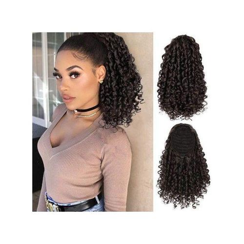 Ponytail Female Drawstring Spiral Small Curly Ponytail Natural Fluffy Elastic Net Wig Ponytail