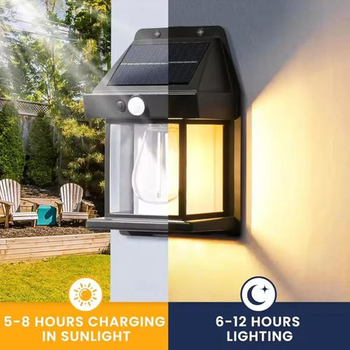 Solar Induction Wall lamp Warm Light， Wireless Dusk to Dawn Motion LED Sconce Lights IP65 Waterproof
