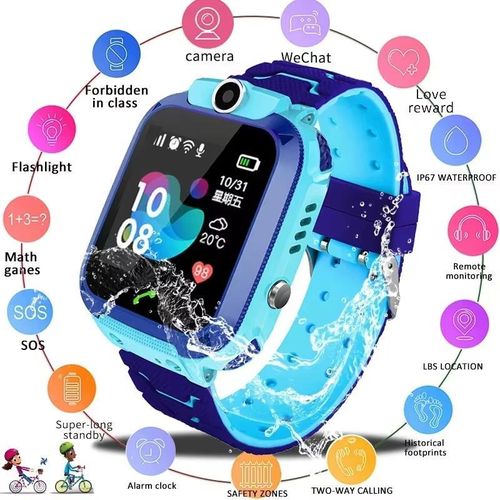 Q12 Kids Smart Watch Waterproof LBS Location Support Hebrew 2G SIM Card Voice Chat Listen Baby Tracking Boys Girls Smartwatch Clock Gift Childrens Smart Phone Watch