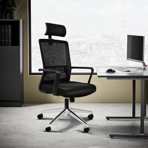 High Back Ergonomic Mesh Office Chair With Adjustable Headrest & Lumbar Support